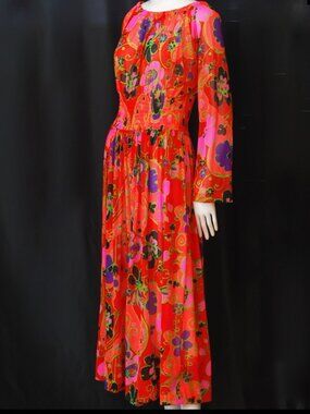 Cole Of California 1960's Vibrant Semi Sheer Resort Dress - USA